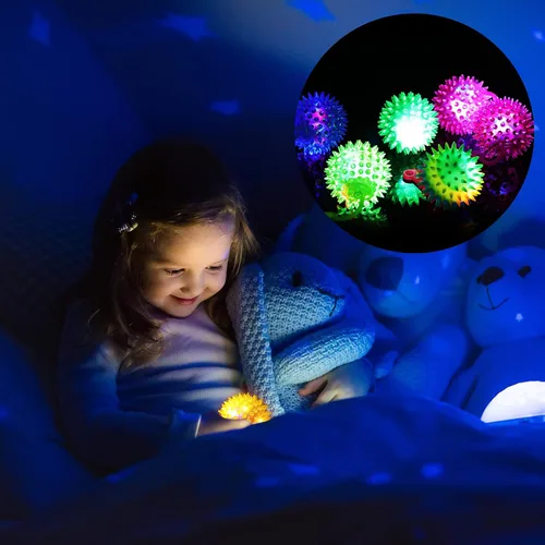 Miniatura 6 de Civaner 24 bolas iluminadas con luces LED intermitentes con punta de 2.56 pulgadas, juguetes sensoriales a granel iluminados con cuerda, juguete