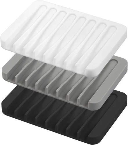 Miniatura 14 de Jaboneras autodrenantes, 3 piezas de silicona para jabón, escurridor de cascada para baño, prolonga la vida del jabón, mantiene las barras de jabón