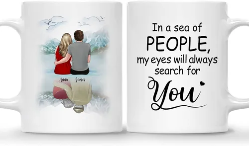 Miniatura 8 de Gossby Taza para parejas, regalo personalizado para pareja, marido, esposa, novio, novia con diseño, nombre, San Valentín, boda, aniversario, regalo