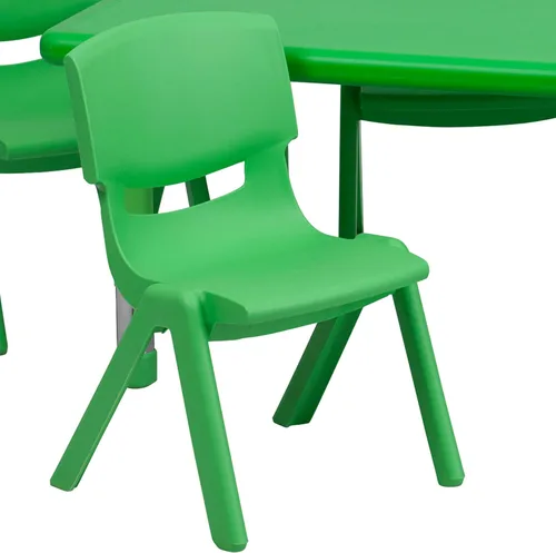 Miniatura 2 de Flash Furniture Emmy - Juego de mesa rectangular de plástico verde de 24 pulgadas de ancho x 48 pulgadas de largo, con 4 sillas