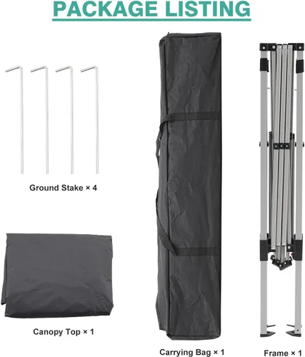 Miniatura 6 de Carpa con Toldo, Toldo Emergente de 10 x 10 Pies, Carpa Instantánea para Exteriores con Patas Inclinadas y Bolsa de Transporte, Refugio de Cenador
