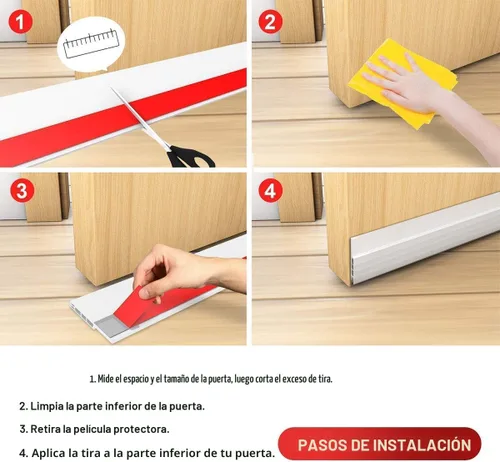 Miniatura 7 de Suptikes Paquete de 2 Topes de Corriente de Aire para Puerta, Barrido de Puerta para Puertas Exteriores e Interiores, Sello Inferior de Puerta Blanco