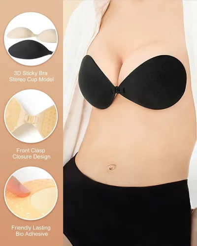 Miniatura 3 de Adhesive Bra Push Up for Women 2 Pair, Sticky Invisible Lifting Bra, Backless Strapless Bras for Dress with Pasties