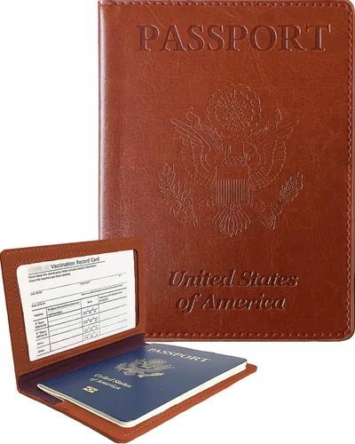 Combo de soporte para pasaporte, etiqueta de equipaje, pasaporte y tarjeta de vacuna, soporte para pasaporte con ranura para tarjeta de vacuna,