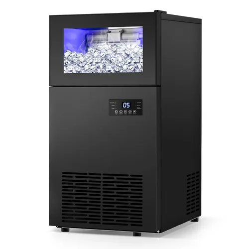 Máquina de hielo Commercail mejorada de 160 libras/24 horas con capacidad de hielo de 35 libras, máquina de hielo mejorada de 15 pulgadas de ancho