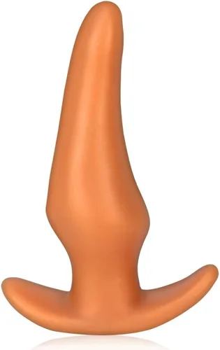 Miniatura 10 de Tapones Anales Suaves Masturbador, Tapón Anal de Silicona Líquida con Base de Seguridad Dorado Consolador Anal Dilatador Vaginal Expansor Anal