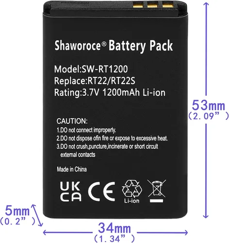 Miniatura 5 de 2 baterías de 1200 mAh compatibles con Retevis Radio RT22 RT22S RT15 RT19 WLN KD-C1 Walkie Talkie Li-ion Batería Recargable 3.7V con 3