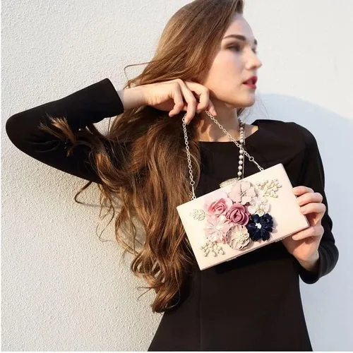 Miniatura 4 de QUUL Bolso de mano para mujer, bolso floral para fiesta, boda, noche