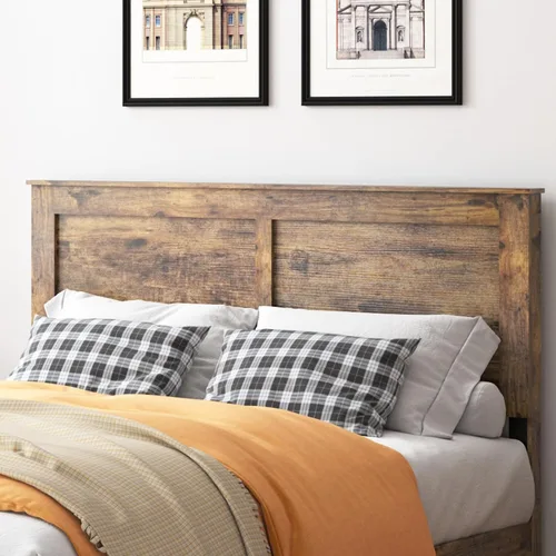 Miniatura 6 de Base de cama de tamaño matrimonial con cabecero, plataforma de madera rústica con soporte de 12 listones de madera, no necesita somier, sin ruido