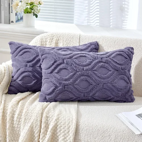 Miniatura 21 de MIULEE - Juego de 2 fundas de almohada de lana sintética suave y afelpada, fundas decorativas de estilo bohemio para sofá, sala de estar, cama, 18 x