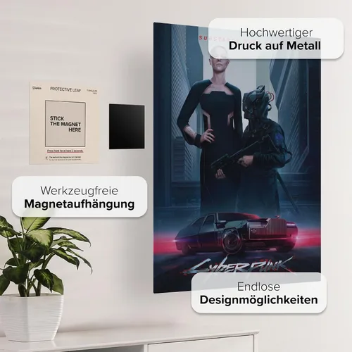 Miniatura 3 de Displate Póster de metal oficial Cyberpunk 2077, montaje magnético incluido, obra de arte con licencia moderna, decoración de pared, estilos
