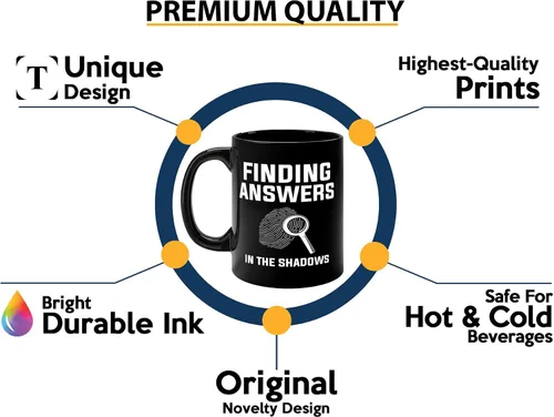 Miniatura 3 de Taza de café detective de 11 oz, color negro Encontrar respuestas en - Oficial de policía Patrulla Policía Detective Sheriff Police Enforcement