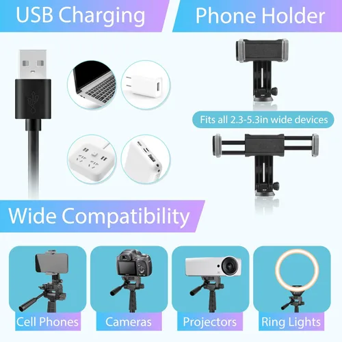 Miniatura 9 de Sensyne Anillo de luz de 12 pulgadas con palo selfie de 67 pulgadas, trípode y soporte para teléfono, control remoto selfie de luz circular