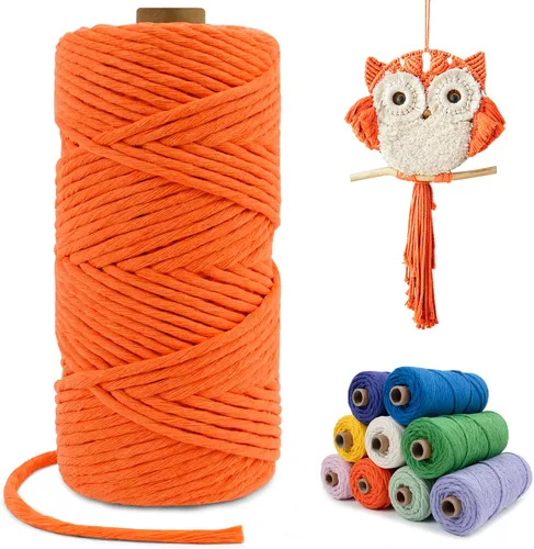 Miniatura 117 de Cuerda de macramé de una sola hebra de 0.197 in x 110 yardas, cuerda de macramé de algodón natural de 0.197 in, cuerda de algodón grueso para colgar