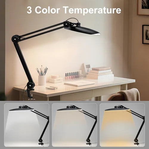 Miniatura 3 de Lámpara de escritorio LED de 20 pulgadas con abrazadera, luz de uñas ajustable CCT de 24 W regulable para escritorio, 120 LED de brazo giratorio