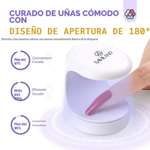 Miniatura 4 de Saviland Mini Lámpara de Uñas, Lámpara de Uñas de Secado Rápido de Gel 16W, Luz UV Portátil para Extensión de Uñas Fácil y Rápida, Lámpara de Curado