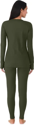 Miniatura 2 de Cuddl Duds Conjunto de ropa interior térmica para mujer, con forro polar, capa base para clima frío, parte superior y leggings, conjunto de invierno