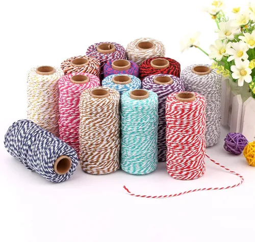 Miniatura 6 de Cuerda de algodón para panaderos: 2 rollos de cordel para envolver regalos de manualidades, hilo de oro de 656 pies, hilo blanco para cocina 24