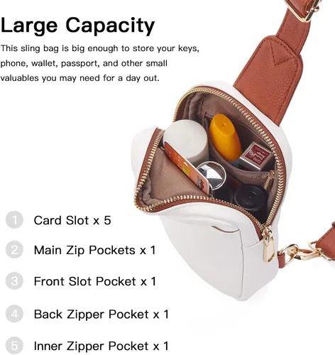 Miniatura 94 de Telena Riñonera pequeña para mujer, de cuero, cangureras, bolsa de pecho para mujer