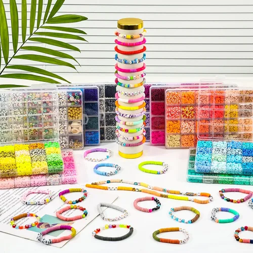 Miniatura 8 de XSEINO 46000 cuentas de arcilla, 216 colores, 10 cajas de cuentas de arcilla, 5 estilos de cuentas de letras, con accesorios de fabricación rica y 3