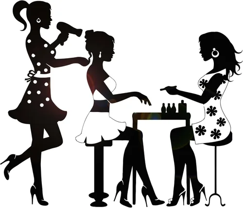 Vinilo Adhesivo de Pared Salón de Belleza Peluquería Manicura Uñas Moda Modelo Chica Pegatinas Decoración Grande (688ig) Negro