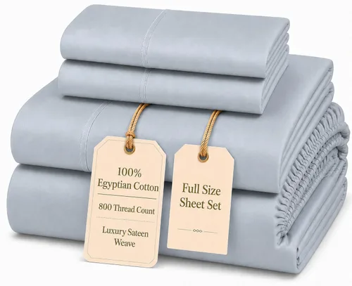 Miniatura 34 de Sábanas Twin XL 100% Algodón Para Cama Twin, Juego de Sábana Bajera Totalmente Elástica y Fundas de Almohada 800TC, Sábanas de Bolsillo Profundo 06