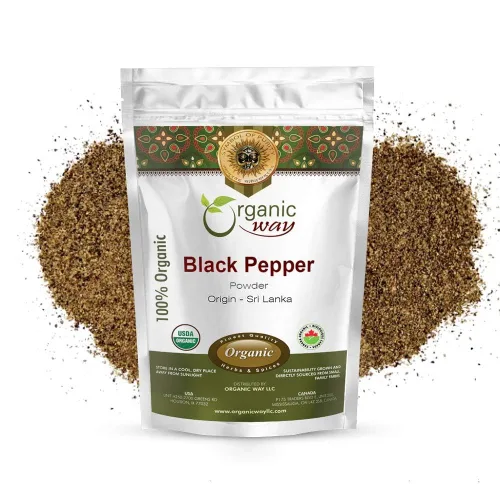 Organic Way Pimienta negra en polvo prémium (grano de pimienta Tellicherry negra) – Añade sabor y aroma | Certificado orgánico y Kosher | Crudo, sin