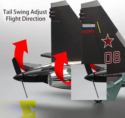 Miniatura 3 de Avión de control remoto de avión RC - RTF 4CH motor de cola sin escobillas 3D/6D función de acrobacias SU35 Jet avión con acelerador de mano