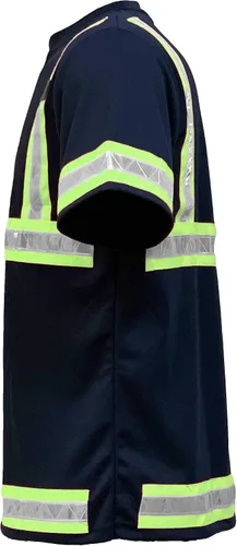 Miniatura 5 de Camisas reflectantes de seguridad para hombres – Camisetas de manga corta de alta visibilidad ANSI Clase 3 engranaje con cinta reflectante Azul