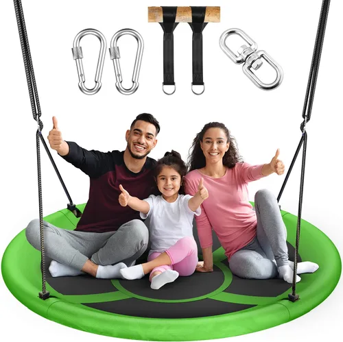 Miniatura 14 de Everyfun Columpio de Árbol Tipo Platillo Volador de 43" para Niños y Adultos, Capacidad de Peso de 700 libras, Columpio Platillo Volador Impermeable