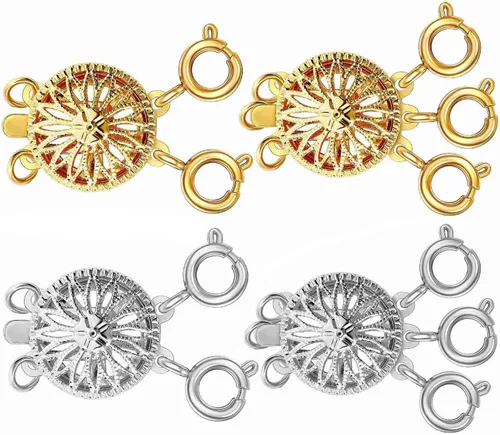 Miniatura 9 de Dailyacc Cierre de collar en capas para mujer, cierre de joyería deslizante de plata y oro de 14 quilates, conectores de pulsera