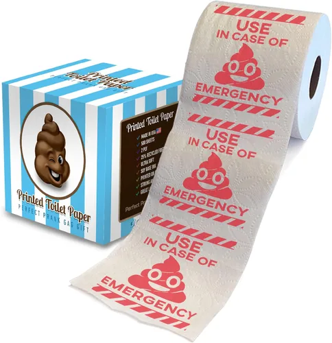 Printed TP Uso en caso de regalo de papel higiénico impreso de emergencia: divertido rollo de papel higiénico para bromas, sorpresas, decoración de