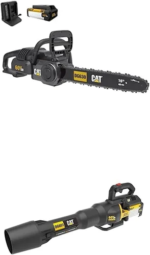 Miniatura 2 de Cat Motosierra de 16 pulgadas sin escobillas de 60 V, motosierra a batería con tensión de cadena sin herramientas, freno de cadena + soplador