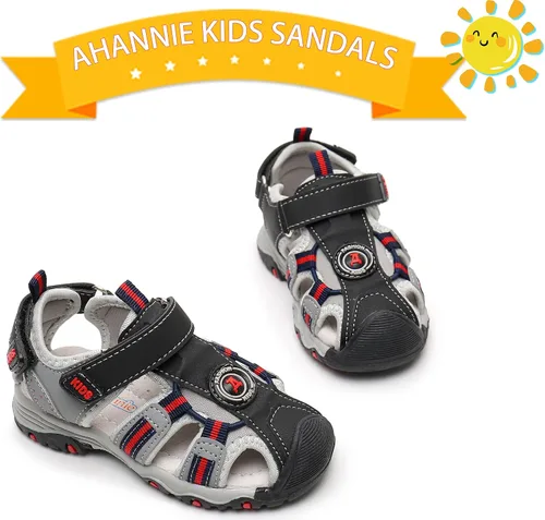 Miniatura 6 de Ahannie Sandalias deportivas al aire libre para niños y niñas, sandalias de playa con punta cerrada, sandalias de verano para niños pequeños