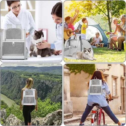 Miniatura 8 de Mochila transportadora para gatos, mochila grande para mascotas con varita de gatito, juguete de plumas para perros medianos y pequeños, gatos