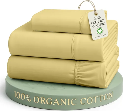 Miniatura 63 de LANE LINEN Juego de sábanas tamaño King de 4 piezas, 100 % algodón orgánico puro tejido de percal de fibras largas, ropa de cama de algodón suave
