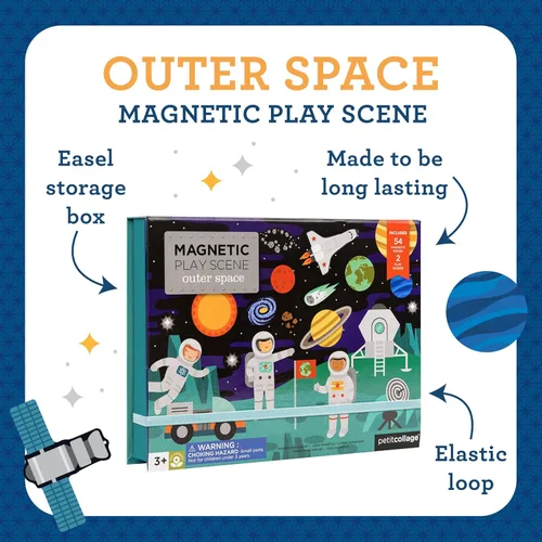 Miniatura 4 de Petit Collage Escena de Juego del Espacio Exterior, Piezas Magnéticas para Mezclar y Combinar, Edades 3+, 2 Escenas y 54 Piezas