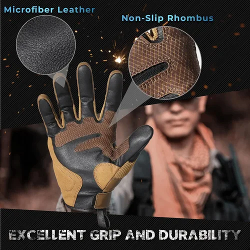 Miniatura 3 de Guantes tácticos de motocicleta para hombre, almohadillas antideslizantes para pantalla táctil, protectores de goma