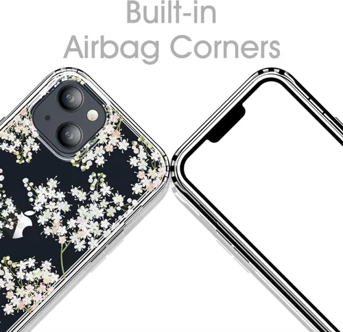 Miniatura 3 de GYZYA Funda transparente para iPhone 14 y iPhone 13 de 6.1 pulgadas con diseño de patrón, funda protectora delgada de TPU + parachoques a prueba