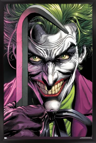 Trends International DC Comics The Joker - Póster de pared con barra de palanca, 34 pulgadas de largo x 22.4 pulgadas, versión enmarcada en negro