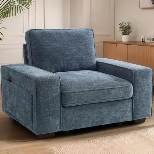 Miniatura 33 de TEKAMON Sofá Modular de 100" con Almacenamiento en los Asientos, Cómodo Sofá de Tela Chenilla de 3 Plazas para Sala de Estar, Oficina, Apartamento
