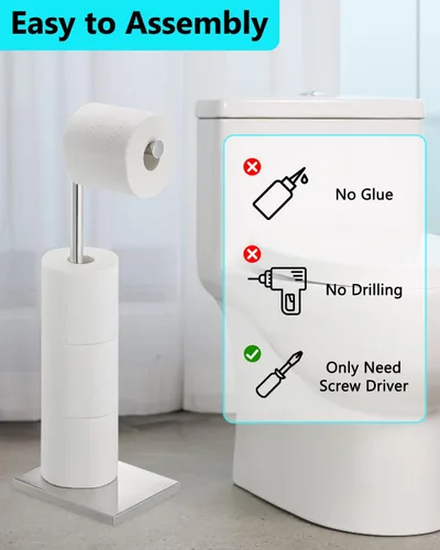 Miniatura 7 de Soporte de papel higiénico, soporte de papel higiénico independiente con 4 rollos para baño, base pesada, cromado