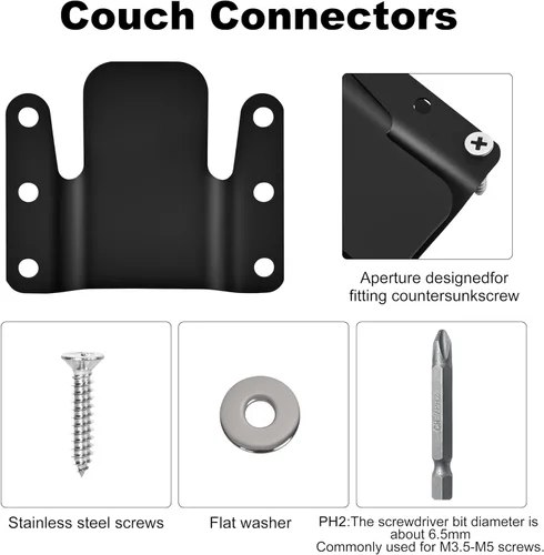 Miniatura 3 de 4 piezas de sofá seccional universal entrelazado, conectores de sofá seccionales, soporte de conector de sofá