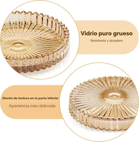 Miniatura 4 de Juego de 5 posavasos modernos transparentes de cristal para bebidas, posavasos redondos y elegantes, bonitos posavasos para mesa de café para Ámbar