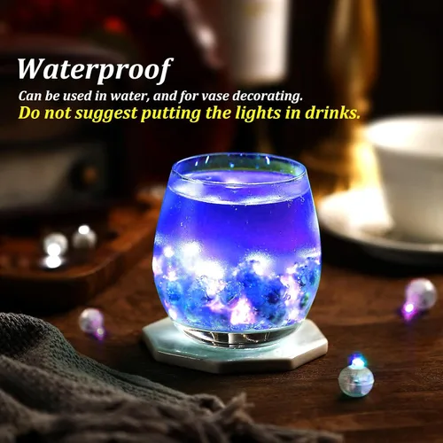 Miniatura 2 de 50 piezas Luces LED para Globos, Mini Luces de Bolas Redondas Moradas Largo Tiempo de Espera Luces de Bola Intermitentes para Globo Linterna