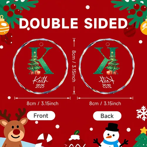 Miniatura 3 de Adornos con nombre de letra para árbol de Navidad, adornos de Navidad personalizados 2025, adornos de nombre inicial personalizados, decoraciones