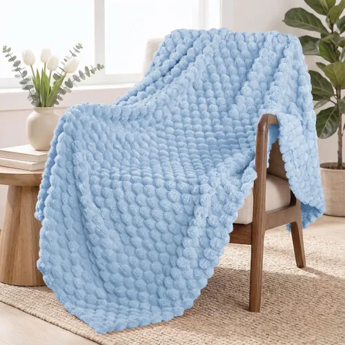 Miniatura 47 de Exclusivo Mezcla - Manta de vellón extragrande, 50 x 70 pulgadas, elegante, tela jacquard suave, mullida, acogedora y ligera, para invierno