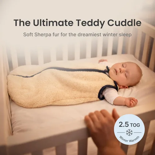 Miniatura 2 de baby deedee Sleep nest Teddy - Saco de dormir para niños y niñas, bebés y recién nacidos, azul suave, mediano (6-18 meses)