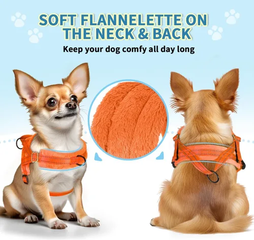 Miniatura 5 de Arnés para perro Lukove sin tirón y juego de correa, arnés suave acolchado para perros pequeños, arnés reflectante ajustable en cuello y pecho