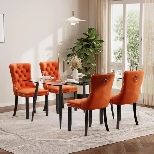 Miniatura 72 de Baysitone Juego de mesa de comedor de vidrio de 51 pulgadas para 4, juego de 5 piezas moderno de comedor, mesa de cocina rectangular de vidrio con 4